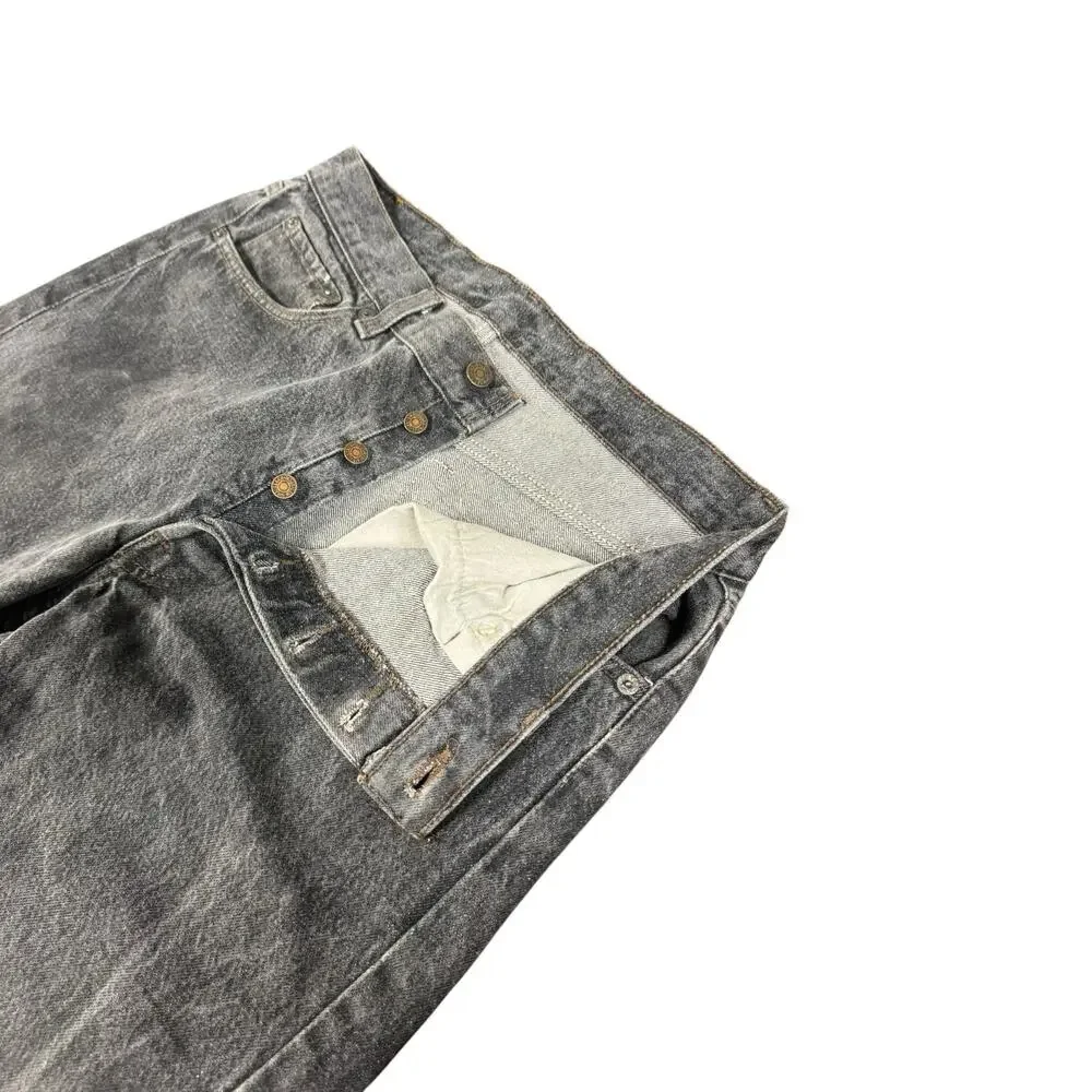 Vintage 90's Levi's 501 34X34 Charcoal Black Button Fly Jeans Classic Casual